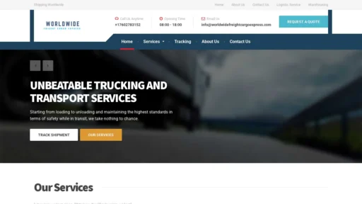 Scam Website Screenshot Worldwidefreightcargoexpress.com