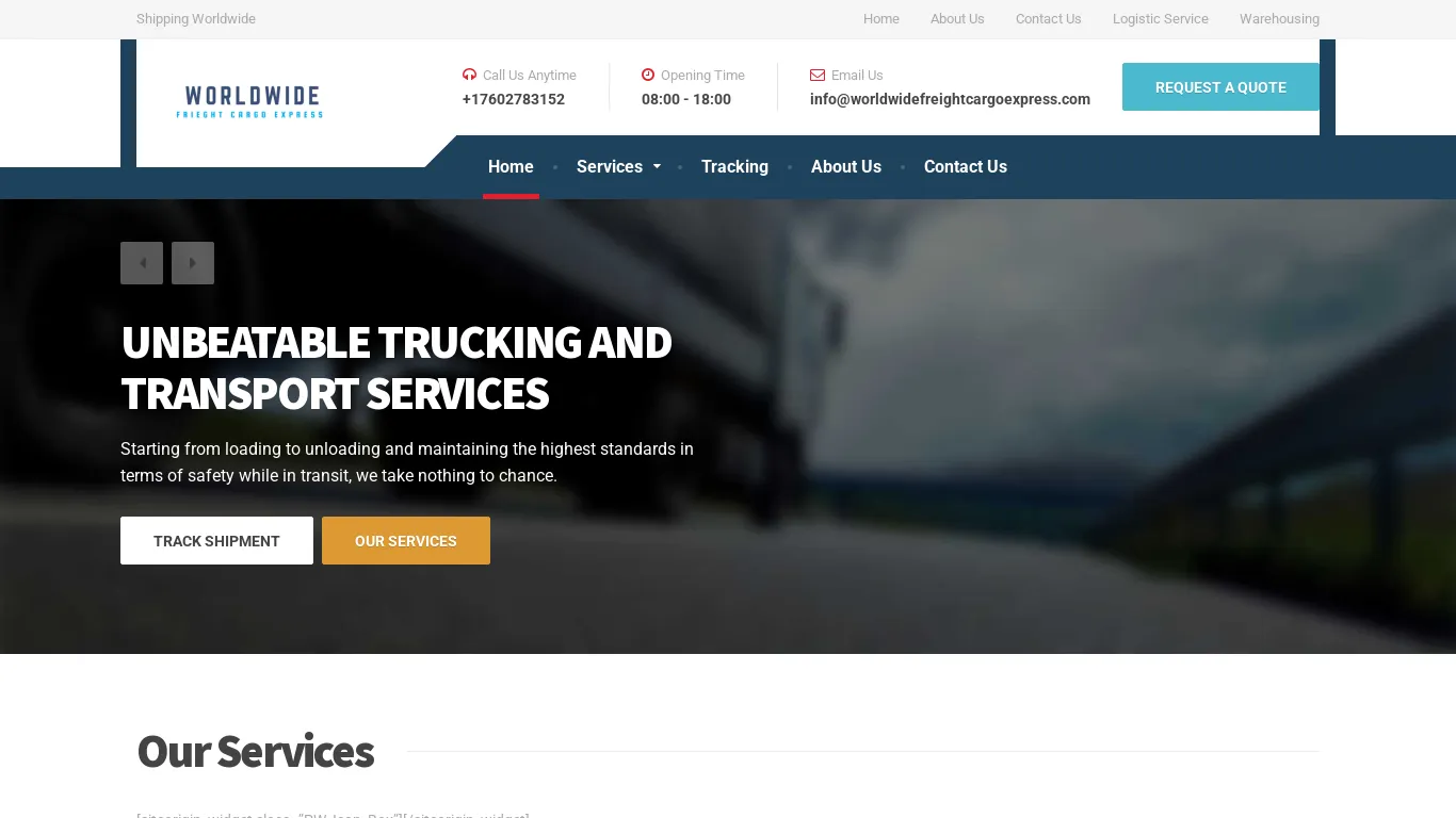 is WorldwideFreightCargoExpress – Shipping Worldwide legit? screenshot