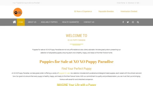 Scam Website Screenshot Xoxopuppyparadise.com
