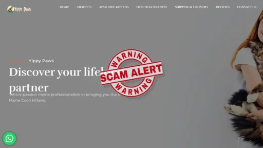 Scam Website Screenshot Yippypaws.com