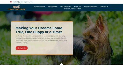 Scam Website Screenshot Yorkiecompanion.com
