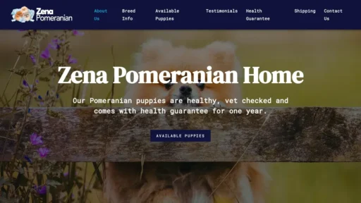 Scam Website Screenshot Zenapomeranianhome.com