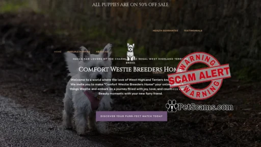 Scam Website: Comfort Westie Breeders Home – West Highland Terriers For Sale