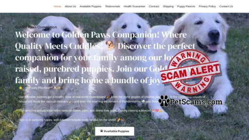 Scam Website: Golden Retriever Companions