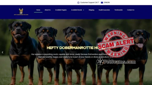 Scam Website: HEFTY DOBERMANROTTIE HOME