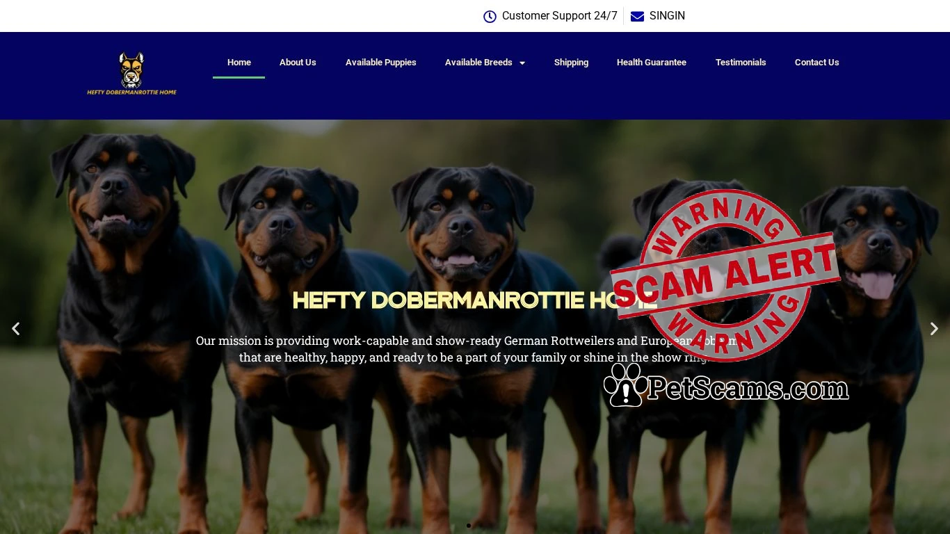 is HEFTY DOBERMANROTTIE HOME legit? screenshot
