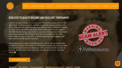 Scam Website: Johnson Pomeranian Puppies – Buy Pomeranian Pups online