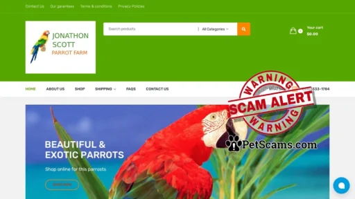 Scam Website: JONATHON SCOTT PARROT FARM