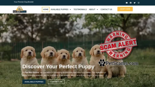 Scam Website: Paw Mart Kennel – Puppies for sale online