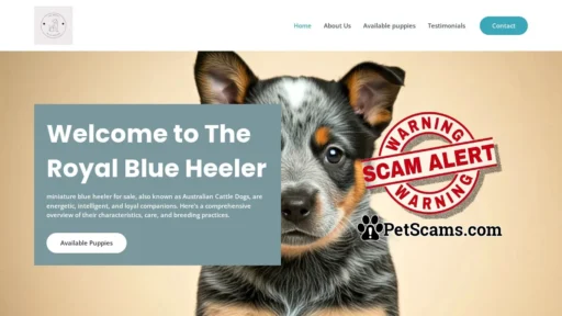 Scam Website: miniature blue heeler for sale - royalblueheelers.com