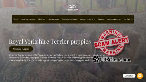 Scam Website: Royal Yorkshire Terriers – Pups for sale