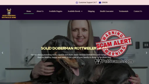 Scam Website: SOLID DOBERMAN ROTTWEILER HOME