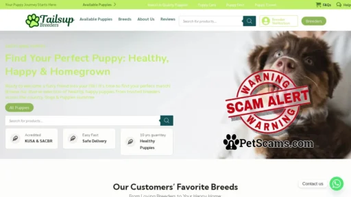 Scam Website: Home - TailsUp Breeders