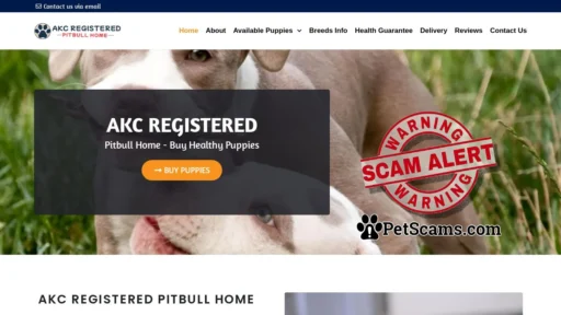 Scam Website: AKC REGISTERED PITBULL HOME – Home Of Healthy Puppies
