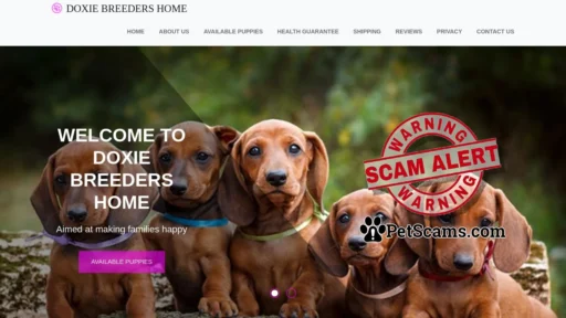 Scam Website: Welcome To Doxie Breeders Home Puppy Website - Aimed at making families happy.
