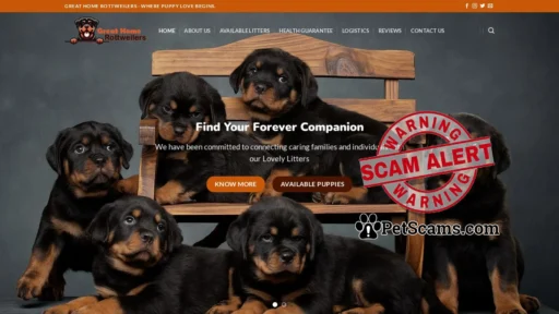 Scam Website: greathomerottweilers.com