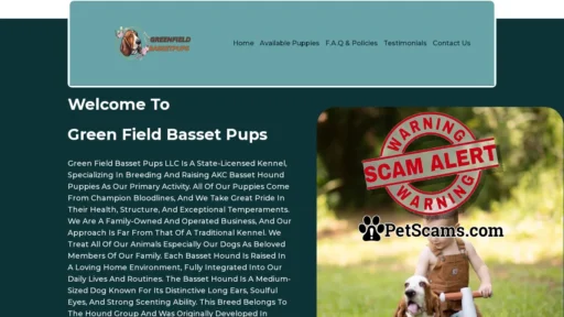 Scam Website: Green Field Basset Pups – Registered Basset Hound Puppies
