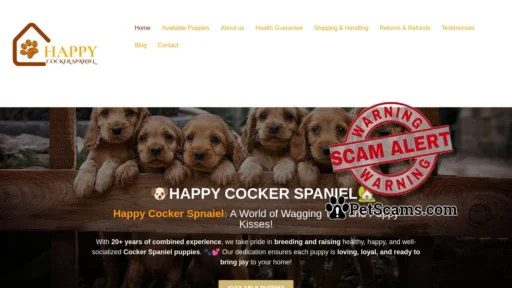 Scam Website: Happy Cocker Spaniel – From Our Home to Yours, with Love.