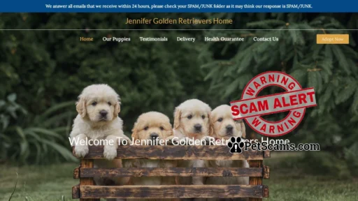 Scam Website: Jennifer Golden Retrievers Home – Purebred Golden Retrievers For Sale