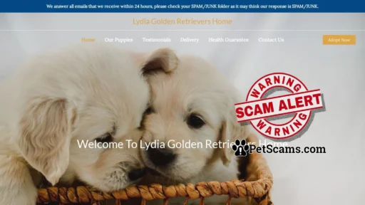 Scam Website: Lydia Golden Retrievers Home – Purebred Golden Retrievers For Sale