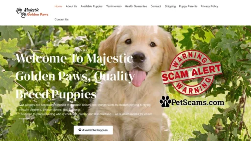 Scam Website: Majestic Golden Paws