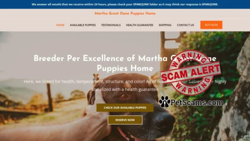 Scam Website: Martha Great Dane Puppies Home – Great Dane Puppies For Sale