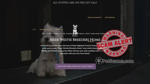 Scam Website: Meek Westie Breeders Home – West Highland Terriers For Sale