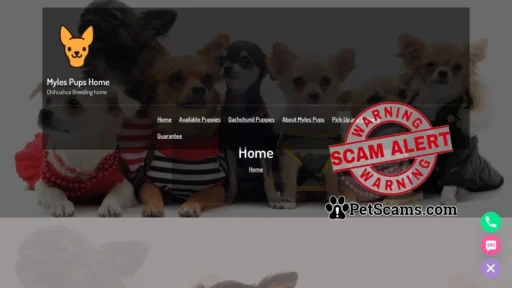 Scam Website: Myles Pups Home