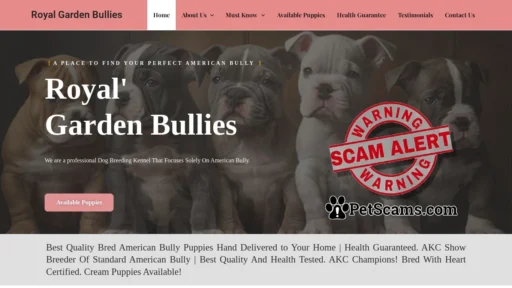 Scam Website: Royal Garden Bullies – Buy Bulldogs Online
