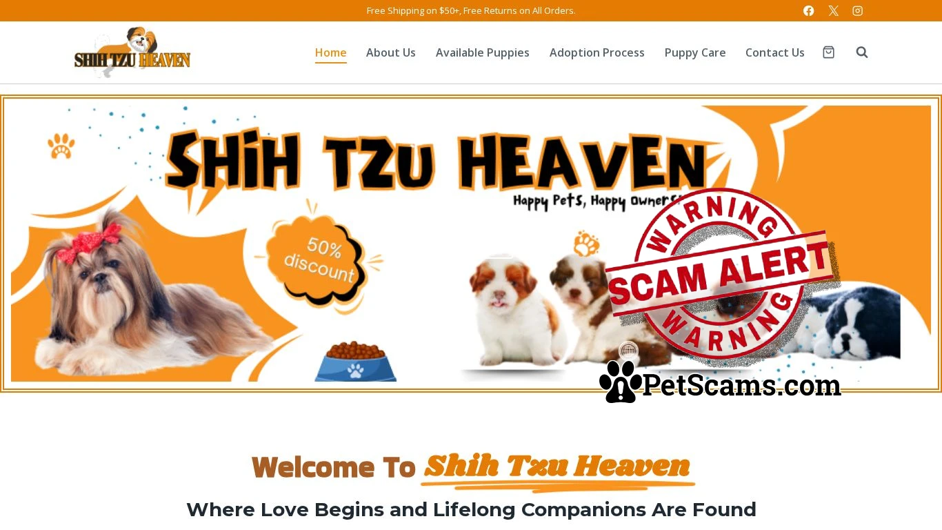 Scam Website: Home - Shih Tzu Heaven