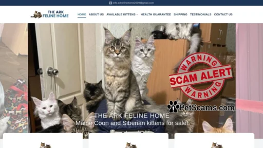 Scam Website: HOME - The Ark Feline Home