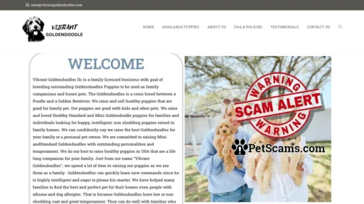 Scam Website: Vibrant Goldendoodle Kennel – Licensed Goldendoodle Breeders