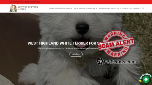 Scam Website: WESTIE PUPPIES ACRES – westie puppies acres