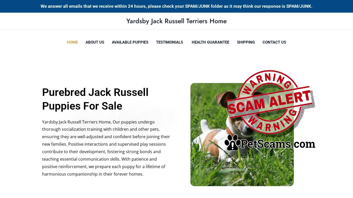is Yardsby Jack Russell Terriers Home – Jack Russell Puppies For Sale legit? screenshot