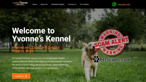 Scam Website: Yvonnes kennel Home - for Beautiful puppies in South africa