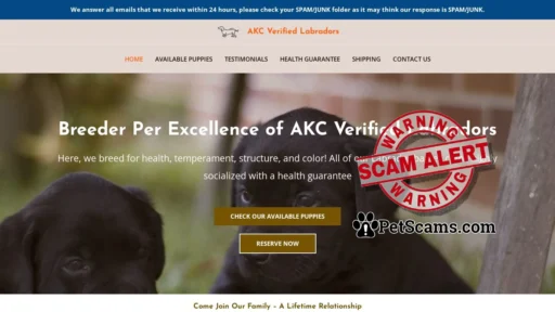 Scam Website: AKC Verified Labradors – Labrador Puppies For Sale