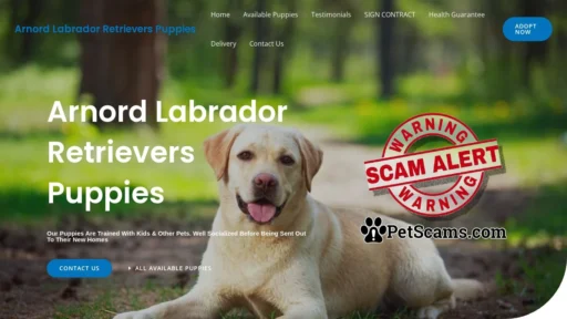 Scam Website: Arnord Labrador Retrievers Puppies – Purebred Labrador Retrievers Puppies For Sale