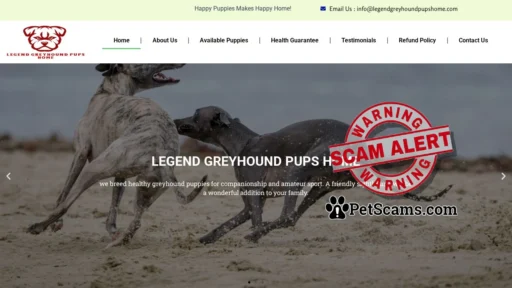 Scam Website: legend greyhound pups home