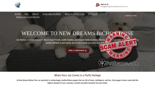 Scam Website: newdreamsbichonfrise