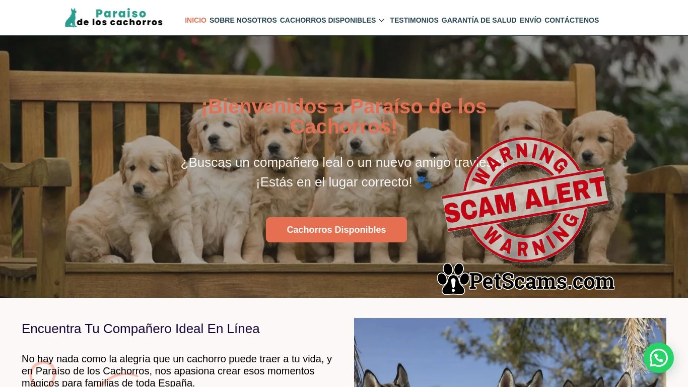 is Inicio | Paraiso de los cachorros legit? screenshot