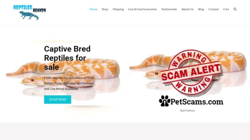 Scam Website: Reptiles For Sale - Reptiles Heaven